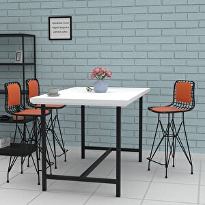 Knsz Orta Boy Tel Bar Sandalyesi 1 Li Mağrur Syhtrn Sırt Minderli 65 Cm Oturma Yüksekliği Mutfak Bahçe Cafe Ofis
