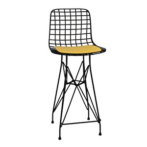 Knsz Orta Boy Tel Bar Sandalyesi 1 Li Mağrur Siyahsrı 65 Cm Oturma Yüksekliği Mutfak Bahçe Cafe Ofis