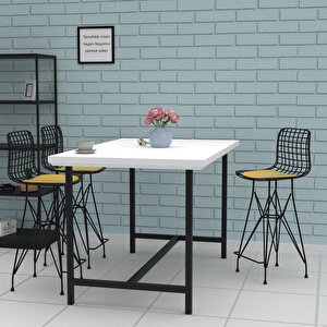 Knsz Orta Boy Tel Bar Sandalyesi 1 Li Mağrur Siyahsrı 65 Cm Oturma Yüksekliği Mutfak Bahçe Cafe Ofis