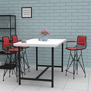 Knsz Orta Boy Tel Bar Sandalyesi 1 Li Mağrur Syhkrm Kolçaklı Sırt Minderli 65 Cm Oturma Yüksekliği Mutfak Bahçe Cafe Ofis