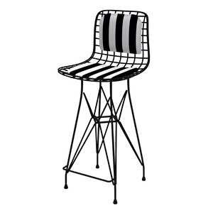 Knsz Orta Boy Tel Bar Sandalyesi 1 Li Mağrur Siyahtuan Sırt Minderli 65 Cm Oturma Yüksekliği Mutfak Bahçe Cafe Ofis