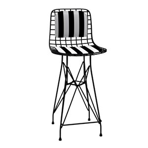 Knsz Orta Boy Tel Bar Sandalyesi 1 Li Mağrur Siyahtuan Sırt Minderli 65 Cm Oturma Yüksekliği Mutfak Bahçe Cafe Ofis