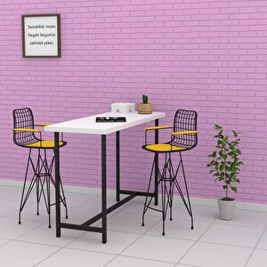 Knsz Kafes Tel Bar Sandalyesi 1 Li Zengin Siyahsrı Kolçaklı 75 Cm Oturma Yüksekliği Ofis Cafe Bahçe Mutfak