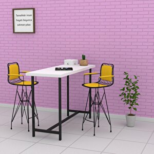 Knsz Kafes Tel Bar Sandalyesi 1 Li Zengin Siyahsrı Kolçaklı Sırt Minderli 75 Cm Oturma Yüksekliği Ofis Cafe Bahçe Mutfak