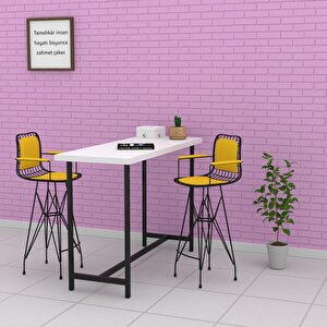 Knsz Kafes Tel Bar Sandalyesi 1 Li Zengin Syhsrı Kolçaklı Sırt Minderli 75 Cm Oturma Yüksekliği Ofis Cafe Bahçe Mutfak