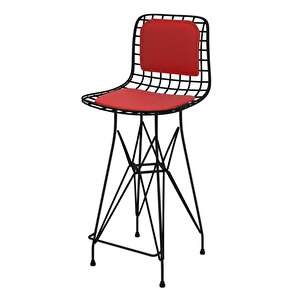 Knsz Orta Boy Tel Bar Sandalyesi 1 Li Mağrur Siyahkrm Sırt Minderli 65 Cm Oturma Yüksekliği Mutfak Bahçe Cafe Ofis