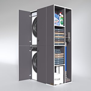 Çamaşır-kurutma Makinesi Dolabı Kapaklı Foka Gri 180*090*60 Banyo Arkalıksız