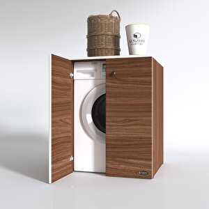 Çamaşır Makinesi Dolabı Kapaklı Tatyana Ceviz 90x70x60 Banyo Ofis Kapaklı Arkalıksız