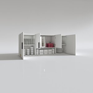 Hazır Mutfak Floro32 Beyaz 60x150x32 Mutfak Banyo Dolabı Kapaklı Raflı