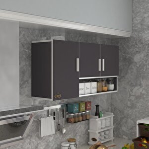 Hazır Mutfak Mirandus22 Gri 060*120*22 Mutfak Banyo Dolabı Kapaklı Raflı