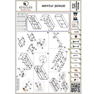 Kenzlife Hazır Mutfak Mirandus22 Gri 060*120*22 Mutfak Banyo Dolabı Kapaklı Raflı