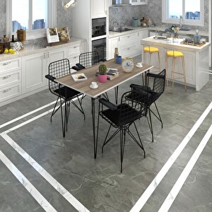 Knsz Masa Sandalye Takımı Hem75mazlum Crdsyh 100*070 Klç 4 Sandalye Syhsyh Kolçaklı