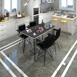 Knsz Masa Sandalye Takımı Hem75mazlum Grisyh 100*070 Klçsm 4 Sandalye Syhsyh Kolçaklı Sırt Minderli