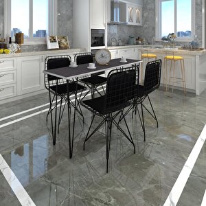Knsz Masa Sandalye Takımı Hem75mazlum Grisyh 140*040 Sm 4 Sandalye Syhsyh Sırt Minderli