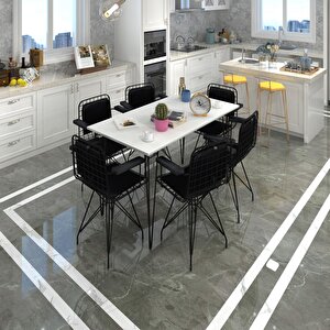 Knsz Masa Sandalye Takımı Hem75mazlum Byzsyh 130*070 Klçsm 6 Sandalye Syhsyh Kolçaklı Sırt Minderli