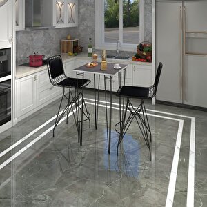Knsz Masa Sandalye Takımı Hem105zengin Grisyh 070*070 2 Sandalye Syhsyh Sırt Minderli