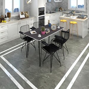 Knsz Masa Sandalye Takımı Hem75mazlum Grisyh 130*070 Klç 4 Sandalye Syhsyh Kolçaklı