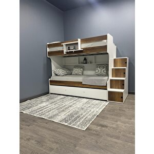 Sardunya Tamamı Mdf Yavrulu Seyyar Merdivenli Ranza Kcb M1 Kurulum Dahil