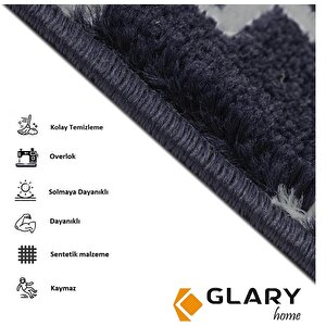 Glary Home Gh40a-wgry-gry1 Kare Desenli Kaydırmaz Tabanlı 1'li Merdiven Halısı - Beyaz/gri