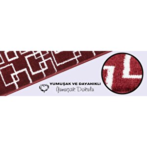 Glary Home Gh40a-wgry-gry1 Kare Desenli Kaydırmaz Tabanlı 1'li Merdiven Halısı - Beyaz/gri
