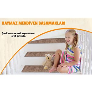 Glary Home Gh13a-gry1 Düz Desen Kaydırmaz Tabanlı 1'li Merdiven Halısı - Gri