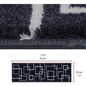 Home Gh40a-wbrw-gry1 Kare Desenli Kaydırmaz Tabanlı 1'li Merdiven Halısı - Beyaz/kahverengi
