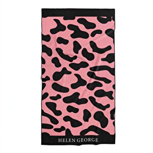 New Land Siyah Pembe Oversize Plaj Havlusu