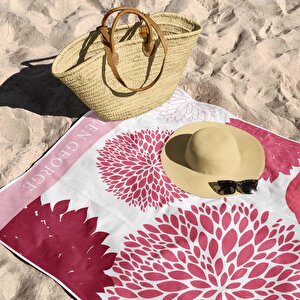 Valencia Pembe Beyaz Oversize Plaj Havlusu