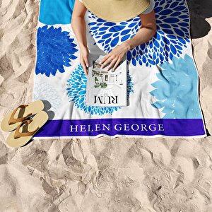 Helen George Valencia Lacivert Beyaz Oversize Plaj Havlusu