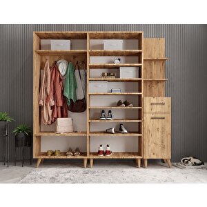 Begonya Portmanto Vestiyer Ayakkabılık Çam 225cm Montaj Dahil