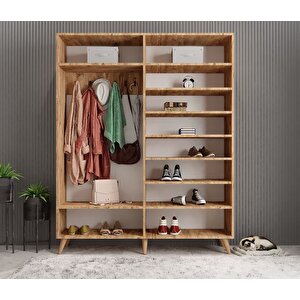 Açelya Portmanto Vestiyer Ayakkabılık Çam Füme M2 140 Cm Montaj Dahil