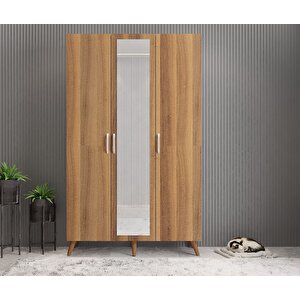 Açelya Aynalı Portmanto Vestiyer Ayakkabılık Ceviz - M4 135 Cm Montaj Dahil
