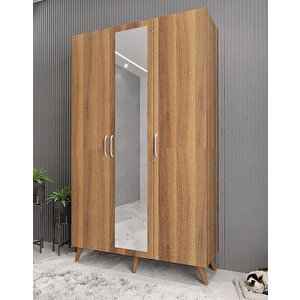 Açelya Aynalı Portmanto Vestiyer Ayakkabılık Ceviz - M4 135 Cm Montaj Dahil
