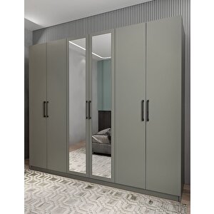 Alessi 6 Kapaklı Dolap Gardırop Füme Montaj Dahil