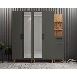 Açelya Portmanto Vestiyer Ayakkabılık Çam Füme M1 200cm Montaj Dahil