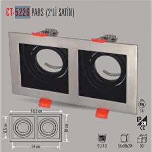 Ct-5226 Pars İki̇li̇ Sati̇n Kare Spot (ampulsuz-6adet) Cata