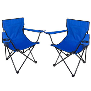 2 Adet Kamp Sandalyesi Katlanır Sandalye Bahçe Koltuğu Piknik Plaj Balkon Sandalyesi-mavi