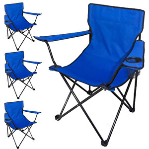 4 Adet Kamp Sandalyesi Katlanır Sandalye Bahçe Koltuğu Piknik Plaj Balkon Sandalyesi-mavi