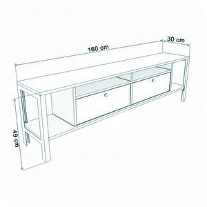 Alaluna Metal Ayaklı Atlantik Çam 160 Cm Tv Ünitesi