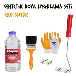 Boya Uygulama Seti Eko Büyük - Tiner-fırça-rulo-eldiven