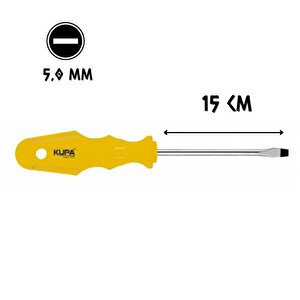 Tornavida Mıknatıslı Düz Uçlu 5.0 - 15 Cm.
