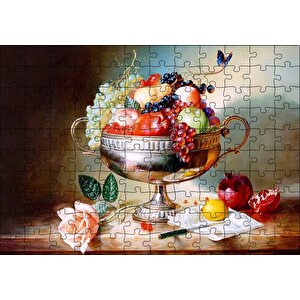 Çiçek Meyve Tabağı Görseli Puzzle Yapboz Mdf Ahşap 120 Parça