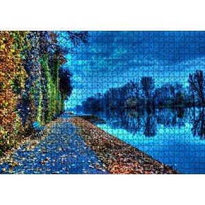 Doğa Sonbahar Göl Kıyısı Puzzle Yapboz Mdf Ahşap 1000 Parça