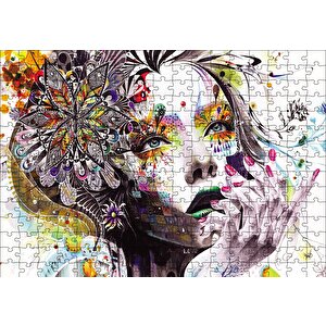 Çiçekli Kadın Puzzle Yapboz Mdf Ahşap 255 Parça