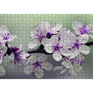 Dalda Kiraz Çiçekleri Puzzle Yapboz Mdf Ahşap 500 Parça