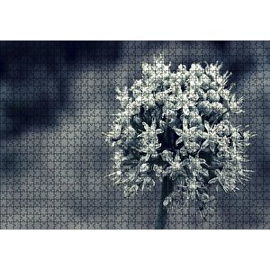 Dal Ve Tomurcuk Şeklinde Çiçek Siyah Beyaz Puzzle Yapboz Mdf Ahşap 1000 Parça