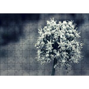 Dal Ve Tomurcuk Şeklinde Çiçek Siyah Beyaz Puzzle Yapboz Mdf Ahşap 120 Parça