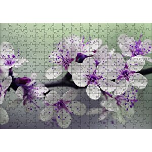 Dalda Kiraz Çiçekleri Puzzle Yapboz Mdf Ahşap 255 Parça
