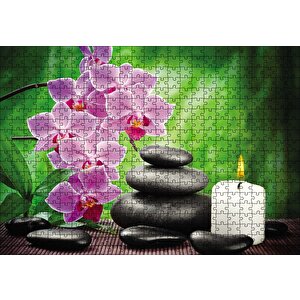 Mum Taşlar Çiçek Görseli Puzzle Yapboz Mdf Ahşap 500 Parça