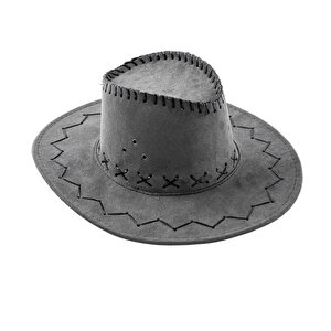 Kovboy Şapkası - Fötr Şapka - Gri - Hg-200
